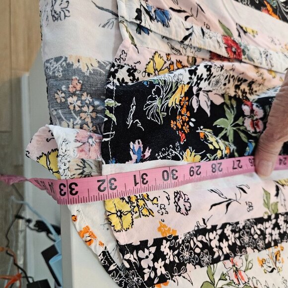 KC Khakis & Co Button-Up Tunic Dress Medium Floral Stripe Cottagecore - Picture 11 of 11